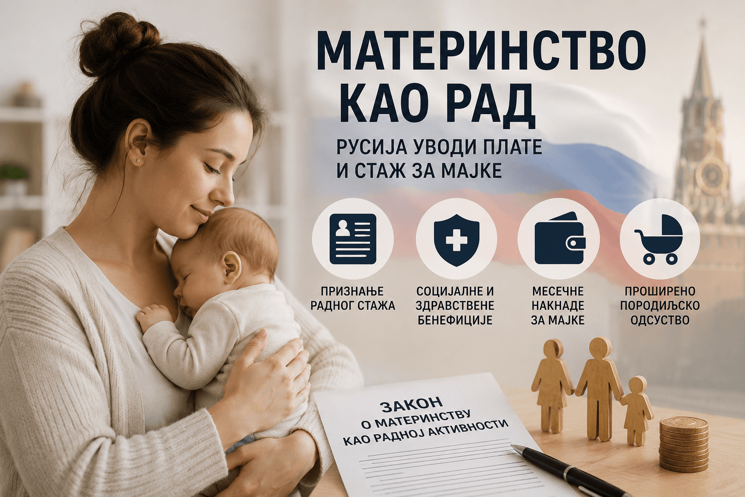 Materinstvo kao rad: Rusija uvodi plate i staž za majke