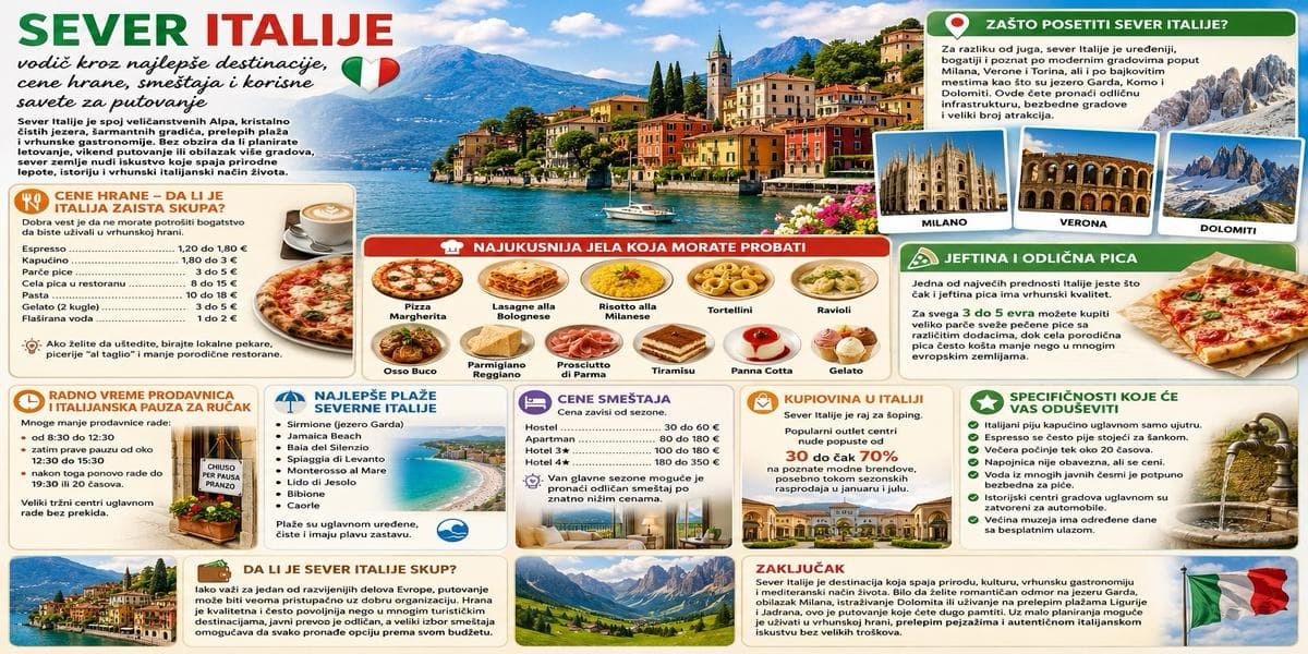 Sever Italije: cene, plaže, hrana i saveti za savršeno putovanje