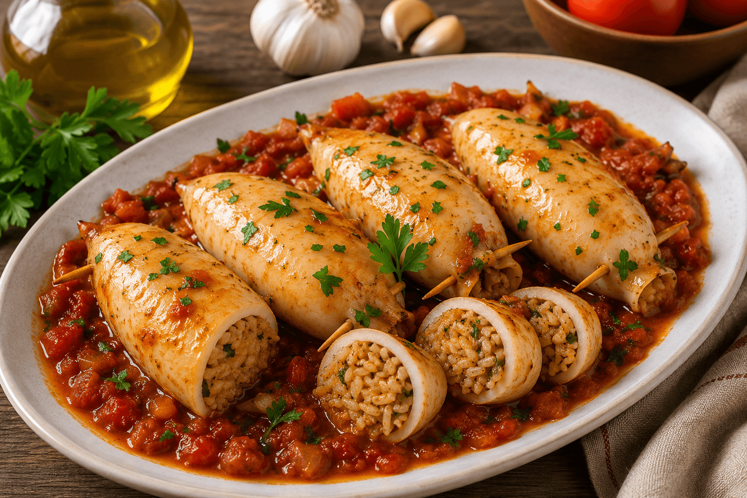 Punjene lignje sa pirinčem – sočan mediteranski recept za savršen obrok