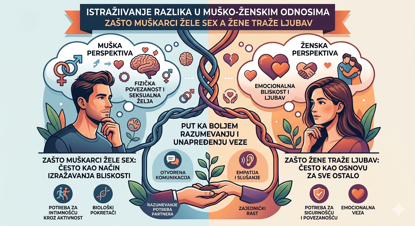 Muško–ženski odnosi: Zašto muškarci žele seks, a žene ljubav